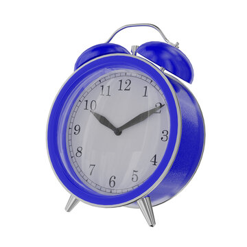 Blue alarm clock with arrows. On a white background. 3d illustration