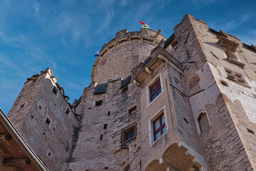 Internal courtyard view of the tower of the Buon Consiglio castle in Trento.