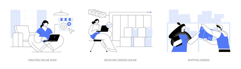 Ecommerce store owner abstract concept vector illustrations.