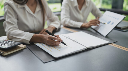 Confident business working woman  working together. Creative female executives meeting in startup office.