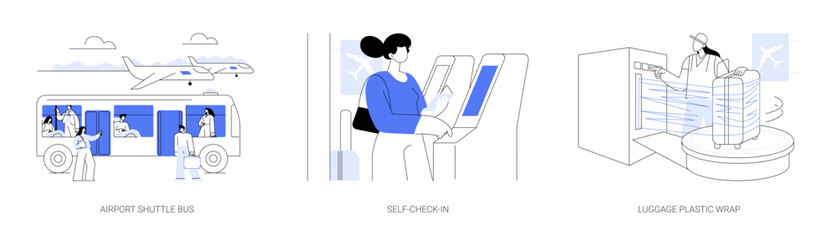 Airport services abstract concept vector illustrations. © Visual Generation