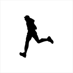 Fototapeta na wymiar black and white silhouette design of a jogging person