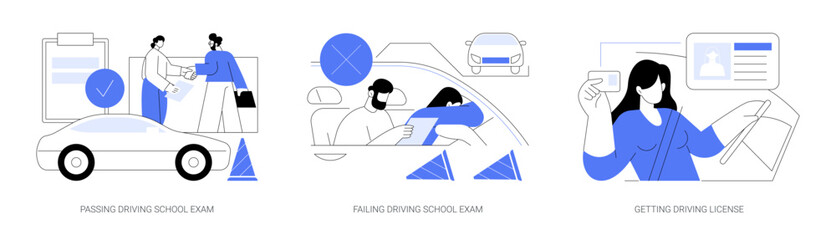 Fototapeta na wymiar Driving test abstract concept vector illustrations.