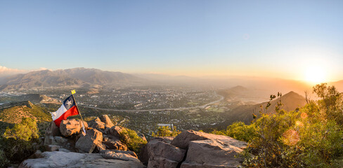 view from cerro manquehue overlooking the city of santiago de chile