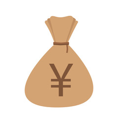 Simple flat bag full of money golden coins yen symbol