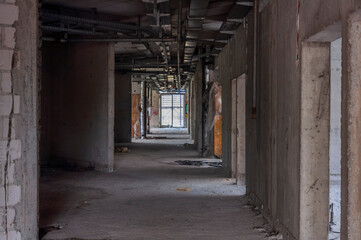 Old destroyed unfinished hospital in the Croatian capital Zagreb in Europe