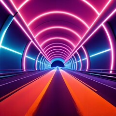 abstract fantasy glowing neon light road, generative art by A.I