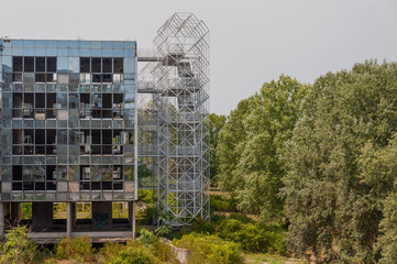 Old destroyed unfinished hospital in the Croatian capital Zagreb in Europe