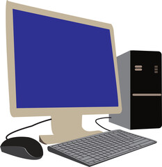 Fototapeta premium computer monitor with mouse and keyboard