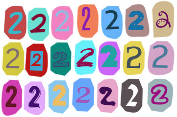 Number 2- vector cut newspaper and magazine letters, paper style ransom note letter