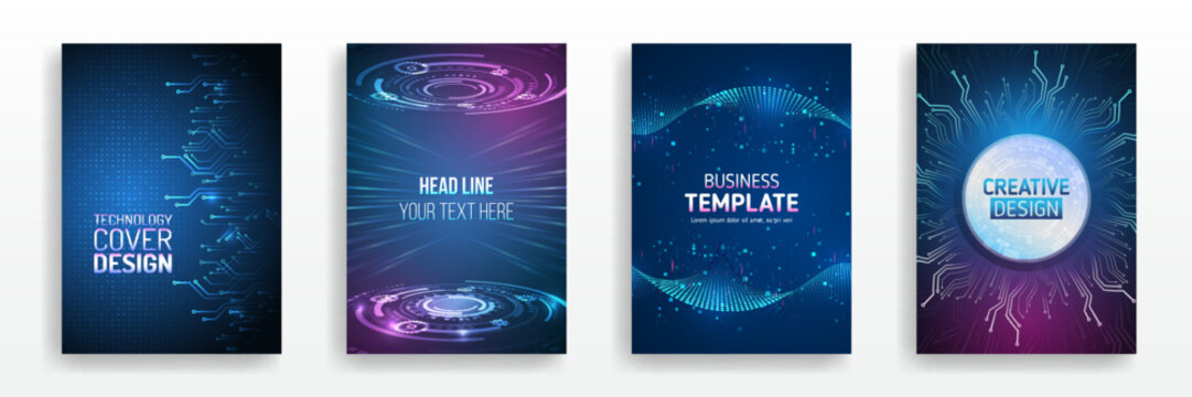 Science cover design for business presentation. Hi-tech brochure flyer template. Abstract futuristic design concept. Technology background design, booklet, leaflet, annual report layout.