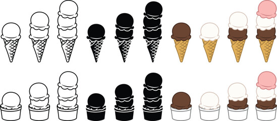 Hard Scoop Ice Cream Cones & Cups Clipart