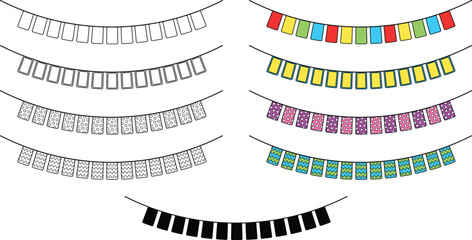 Fototapeta premium Rectangular String Banner / Bunting Flag Clipart Set