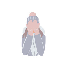 Abstract woman closed face vector illustration.