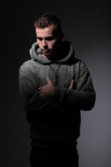 Worried young man thinking aborun problems