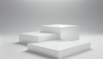 Empty podium or pedestal display on white background with box stand concept. 3D rendering. Generative AI.