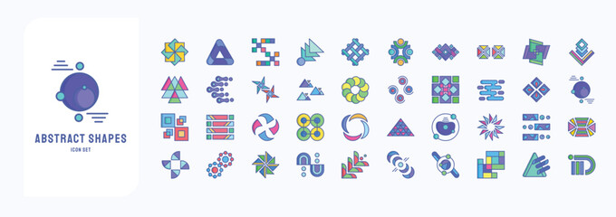 Fototapeta premium Abstract geometric Shapes icon set, including icons like Pattern, shapes, and more. vector icon