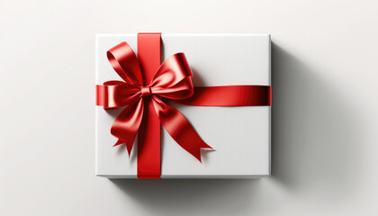 White gift box with red ribbon Generative AI