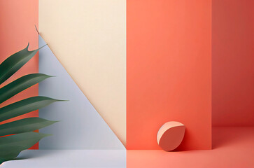Generative AI illustration of minimal graphic design wallpaper for a graphic design studio on a pastel colors background color