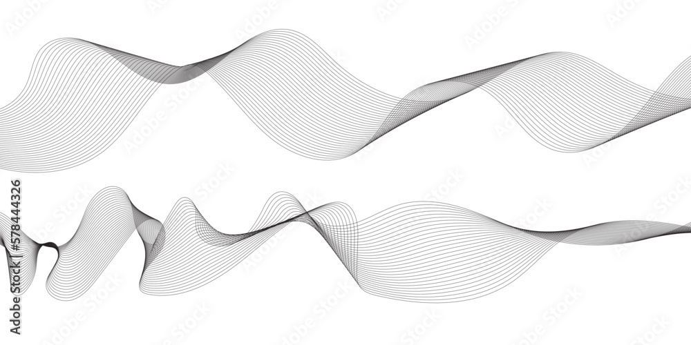 Wall mural abstract grey wave lines on transparent background. digital frequency track equalizer. abstract freq