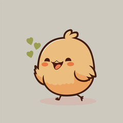 Yellow chicken, little chick. Sweet and adorable baby chick. A colorful and funny bird. Colorful, happy and fun cartoon illustration, vector for children.