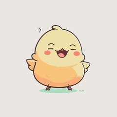 Yellow chicken, little chick. Sweet and adorable baby chick. A colorful and funny bird. Colorful, happy and fun cartoon illustration, vector for children.