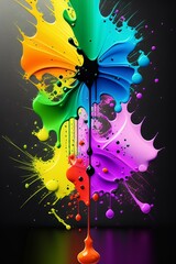 Paint splashes are bright. Spilled paint. Bright background. Place for text. High quality photo