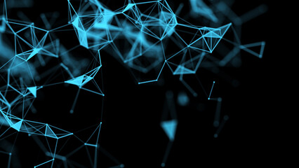 Network technology connection wallpaper. Abstract background with triangles and lines. Digital futuristic texture backdrop. Big data visualization. 3D rendering.