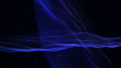 Digital dynamic texture wave background. The futuristic modern particle backdrop. Big data visualization. 3D rendering.