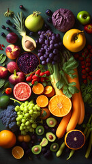 Healthy food vegetables fruits vegan fresh