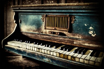 Illustration of an old and abandoned piano - Created with generative ai technology