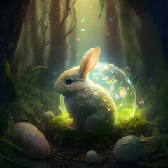 easter bunny in the forest AI