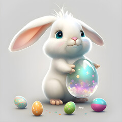 easter bunny with easter eggs - artificial intelligence