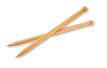 A pair of large wooden knitting needles