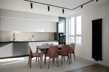 Modern kitchen interior with table