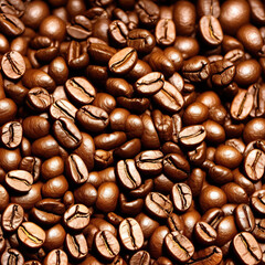 Obraz premium Explosion of coffee beans with dark background. Generating with AI