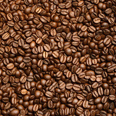 Explosion of coffee beans with dark background. Generating with AI