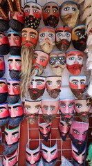 Chinelos masks at mexican market stall