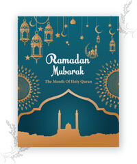 Islamic greeting Ramadan Kareem card design template.