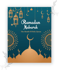 Islamic greeting Ramadan Kareem card design template.