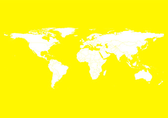 Vector world map - with Cadmium Yellow color borders on background in Cadmium Yellow color. Download now in eps format vector or jpg image.