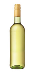 Front view of unlabeled white wine bottle