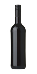 Front view of unlabeled  red wine bottle