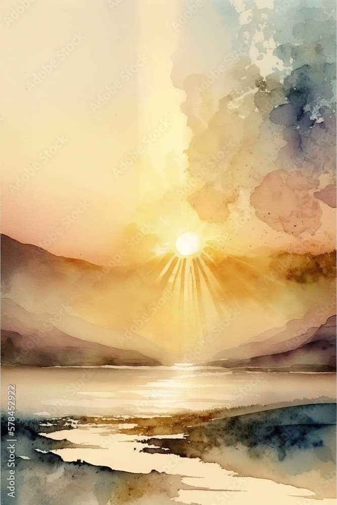 Canvas Prints Beautiful sunset or sunrise illustration digital art design, generative ai