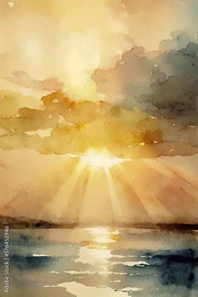 Canvas Prints beautiful sunset or sunrise illustration digital art design, generative ai