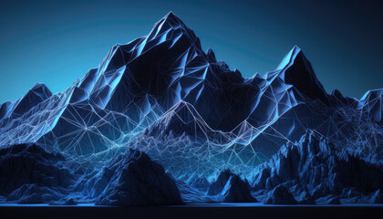 Virtual Reality Blue Abstract Background - 3D Render Cyber Island Landscape