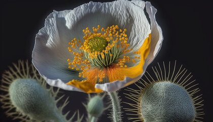 Mexican Prickly Poppy Flower. Generative AI.