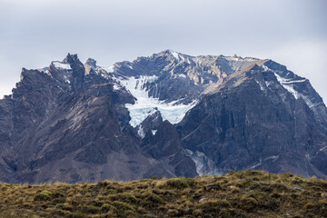 Snowy mountains of Torres del Paine National Park in Chile, Patagonia, South America