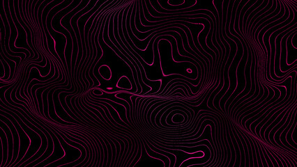 Abstract magenta cartographic lines background. Topography contour map abstract wide background. Ancient cartographic arts. Web design or presentation. 3d rendering