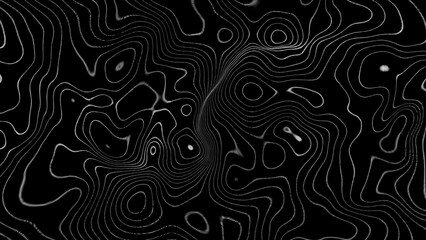 Abstract white and black cartographic lines background. Topography contour map abstract wide background. Ancient cartographic arts. Web design or presentation. 3d rendering